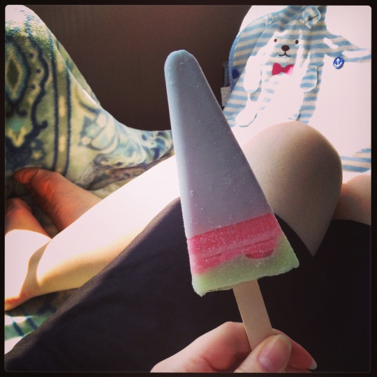 Best ice lolly ever; watermelon covered in soda chocolate with chocolate 'seeds'