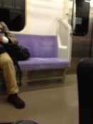 Purple train seats, the first sign that this trip is well planned