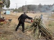 Building the giant bamboo fire