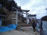 Walking the dog; entrance to the shrine