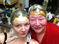 That night we henna'd our hair! Lots of green goop went everywhere and a good time was had by all.