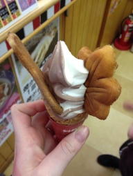 My ice cream! The momiji manjuu is the maple leaf shaped thing