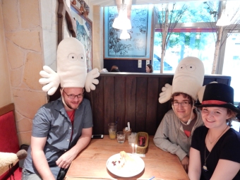 I surprised the guys by asking for a cake and a wee celebration.... Didn't realise they were going to make the entire place sing and give them hats though! Once they got over the embarrassment they seemed to enjoy it :P